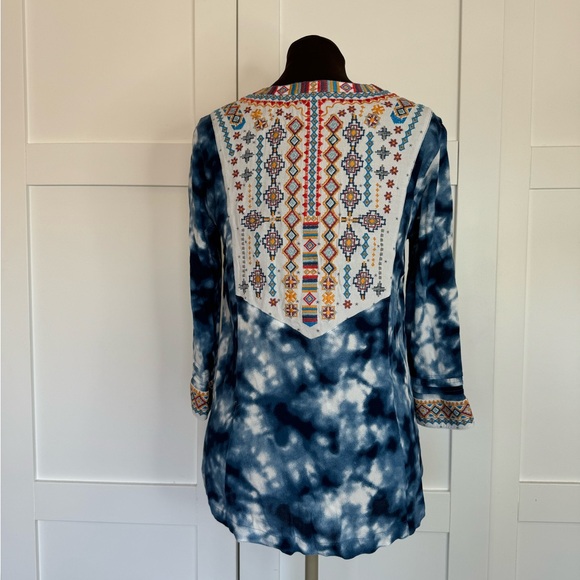 John Mark Embroidered V-neck BOHO Colorful Blouse - Picture 8 of 10